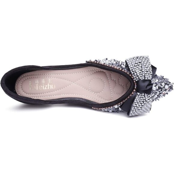 Qxcgdyxt Flat Shoes Women Black Polyurethane (PU)  Ballet Flat Shoe Low Heel - Picture 2 of 8